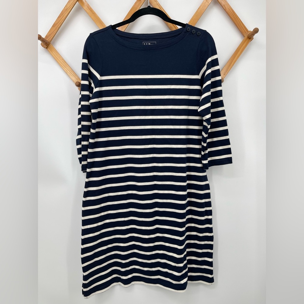 ⭐️L.L. Bean Navy and White Striped Dress 100% Cotton